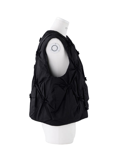 Flower Gathered Vest (Black)