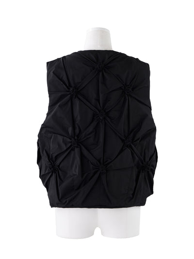 Flower Gathered Vest (Black)