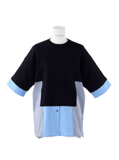 Knit Combi Pullover (Dark Navy)