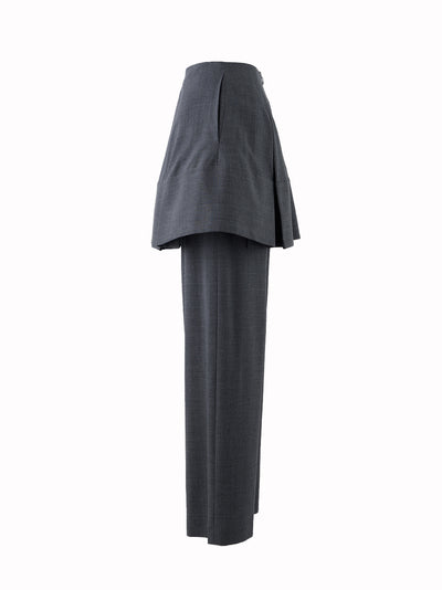 Layered Pants With Skirt (Charcoal Gray)