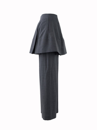 Layered Pants With Skirt (Charcoal Gray)