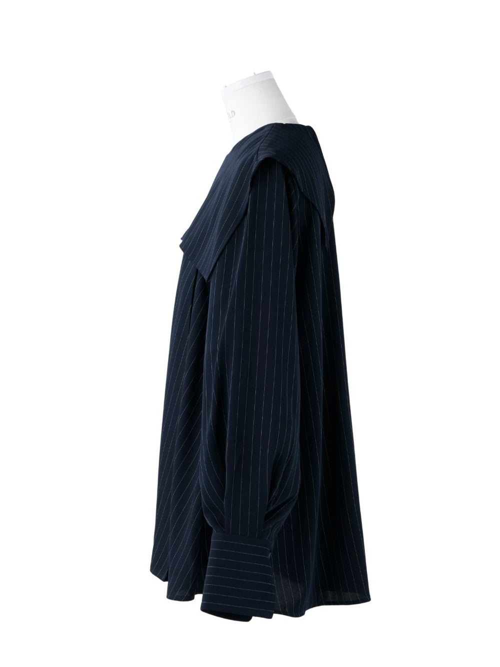 Pinstripe Pleated Pullover (Navy)