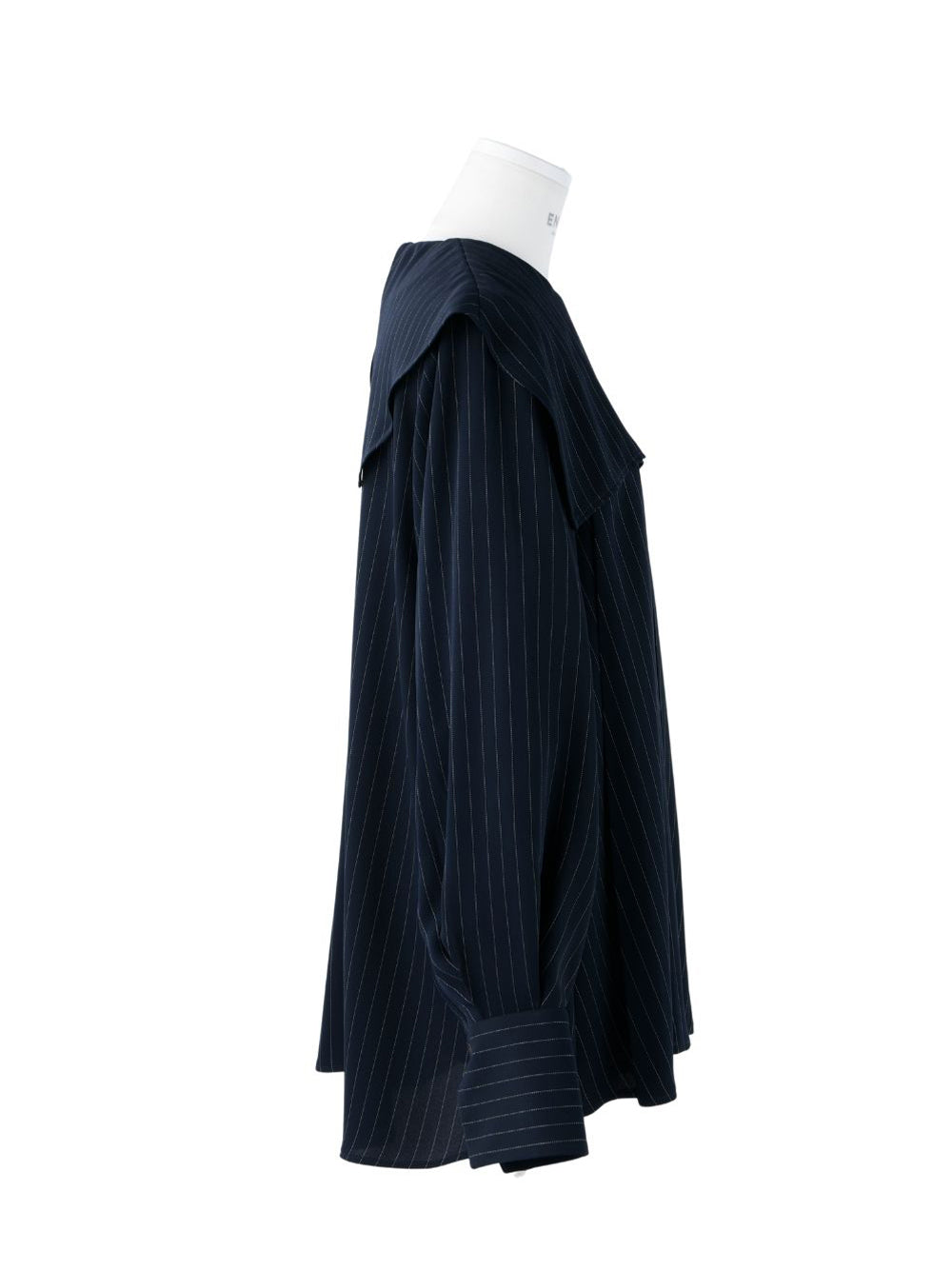 Pinstripe Pleated Pullover (Navy)