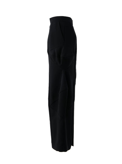 Polyester Uneven Straight Skirt (Black)