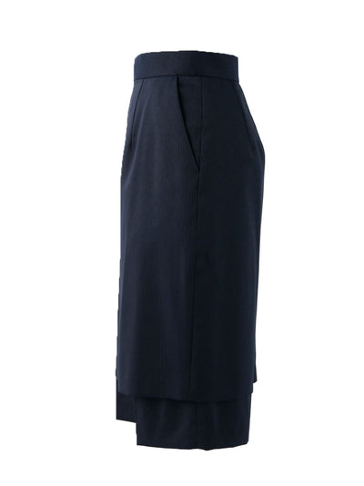 Stripe Layered Half Trouser (Navy)
