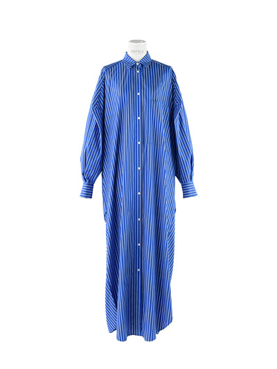 Striped Long Shirt Dress (Blue)