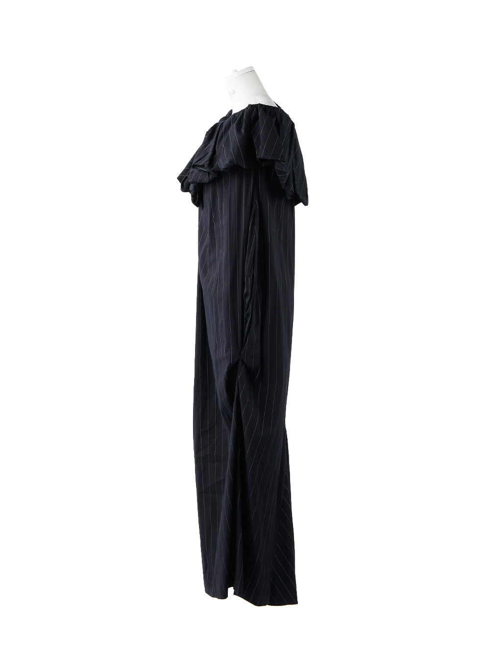 Striped One-Shoulder Cocoon Dress (Navy)