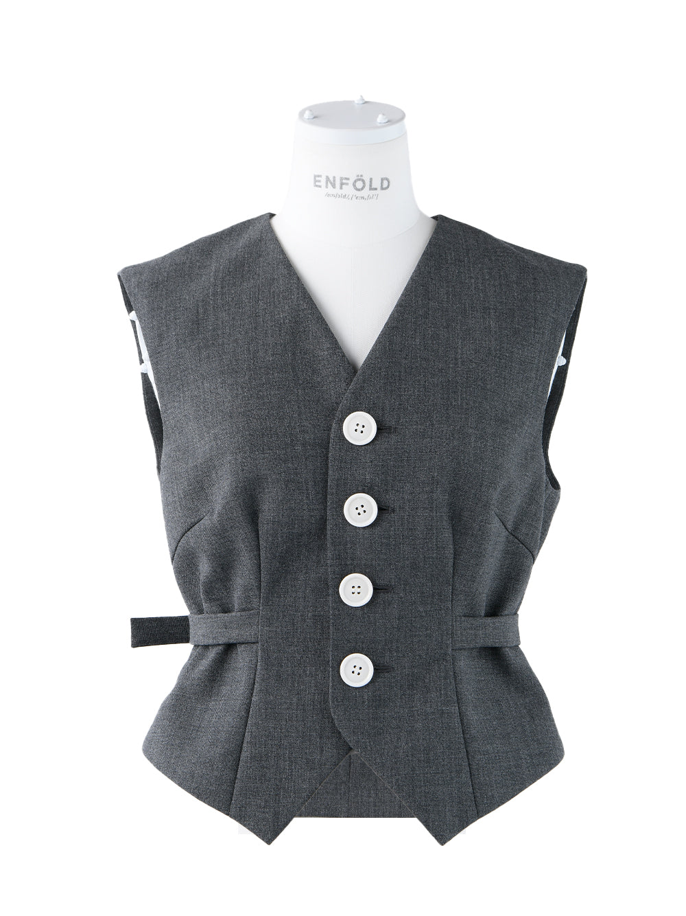 Wool Minimal Shape Vest (Charcoal Gray)