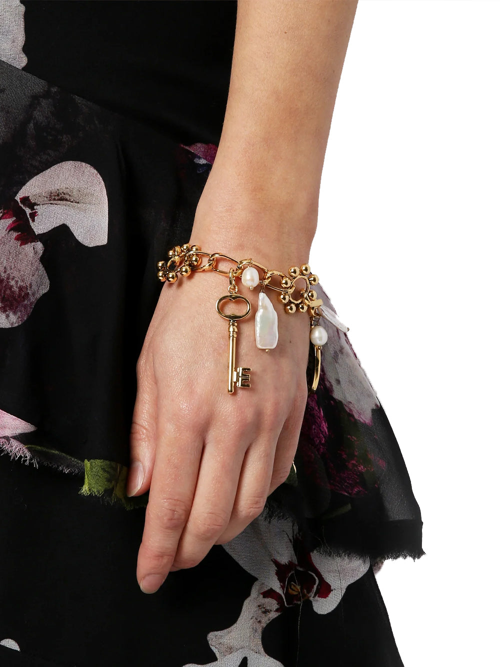 Charm Bracelet (Mother Of Pearl Antique Gold)