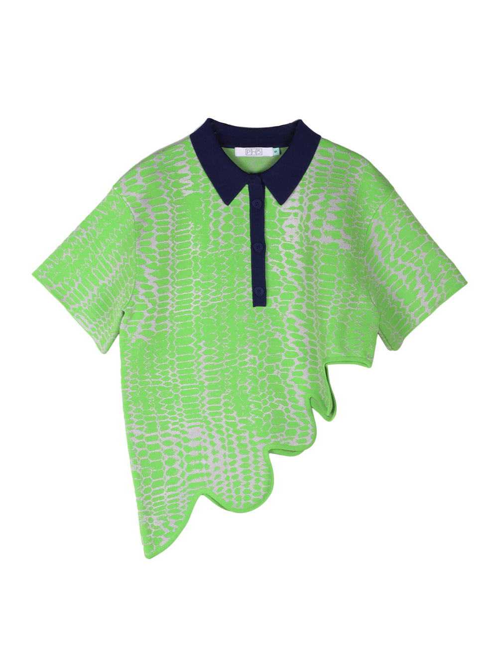 Ebony Wavy Polo Shirt (Green Grove)