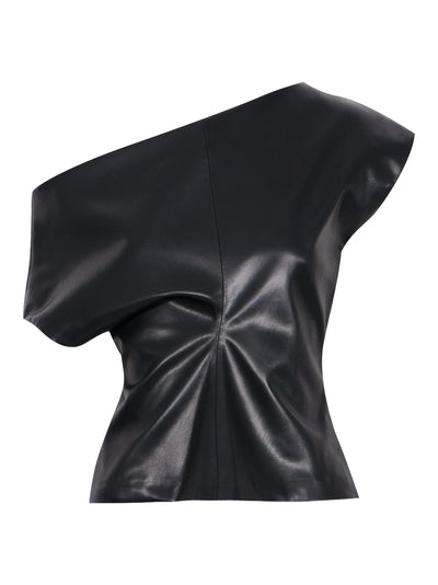 Eleanor Faux Leather Top (Black)