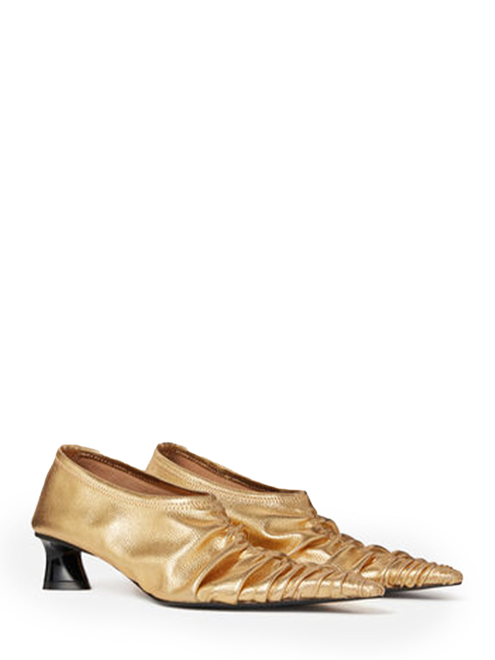 Elsa Ruched Kitten Heel Pumps (Metallic Gold)