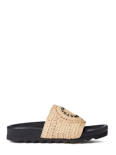 Elyse Raffia Logo Sandals (Natural/Black)