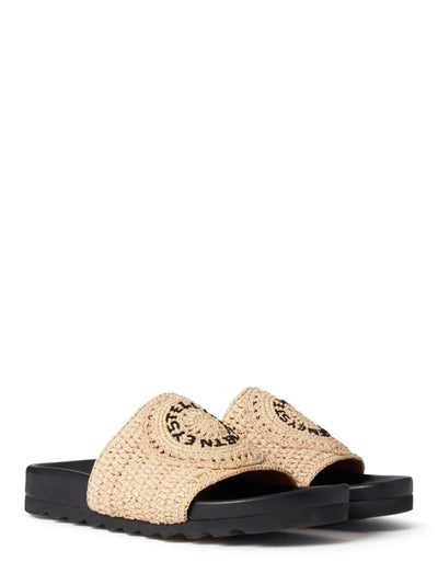 Elyse Raffia Logo Sandals (Natural/Black)