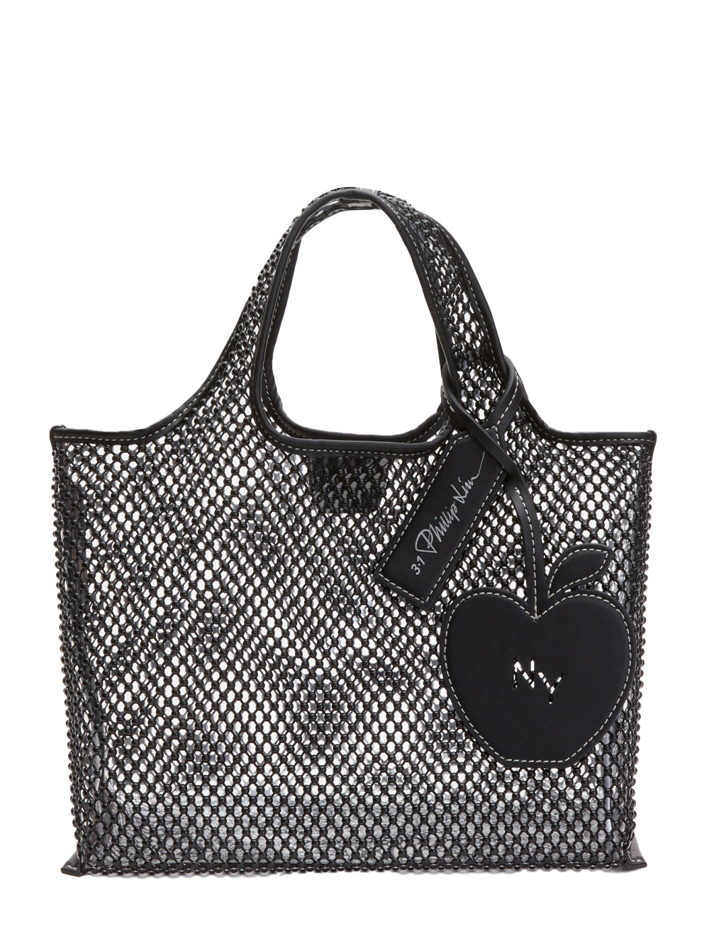 Embellished Mesh Mini Market Tote (Black)