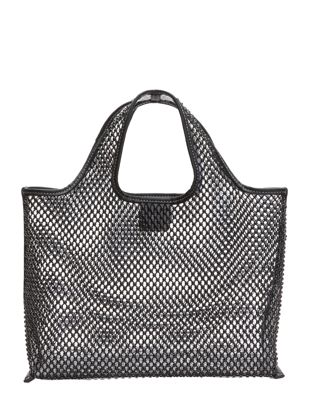 Embellished Mesh Mini Market Tote (Black)