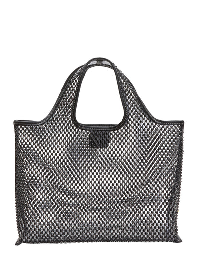 Embellished Mesh Mini Market Tote (Black)