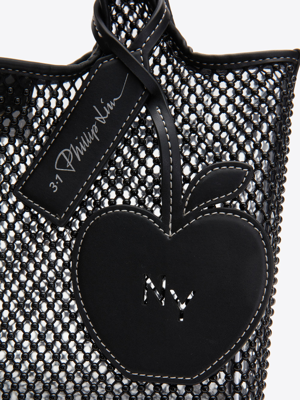 Embellished Mesh Mini Market Tote (Black)