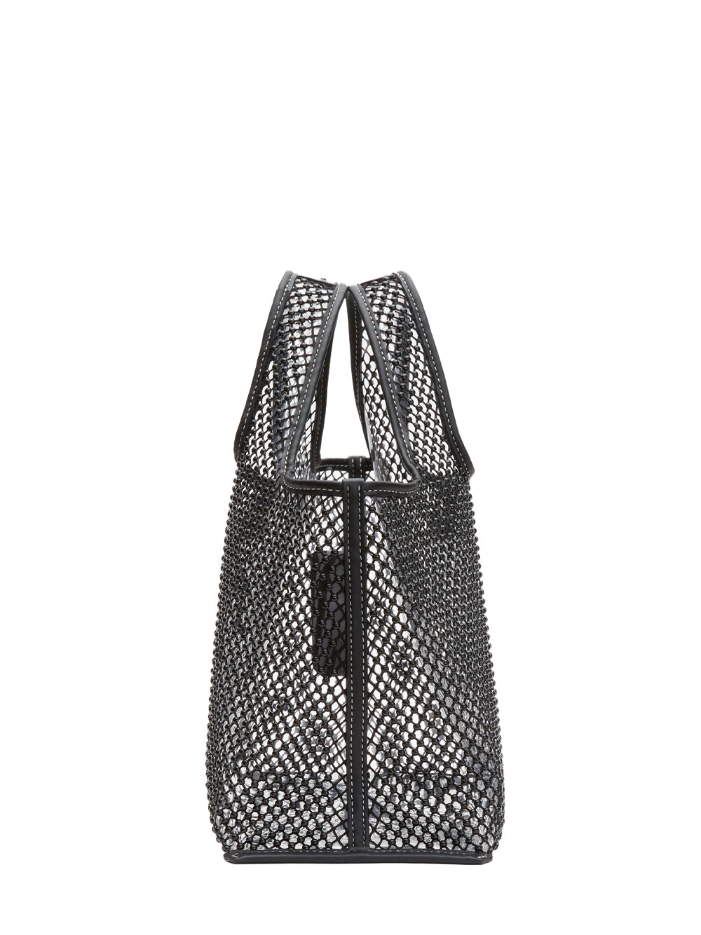 Embellished Mesh Mini Market Tote (Black)
