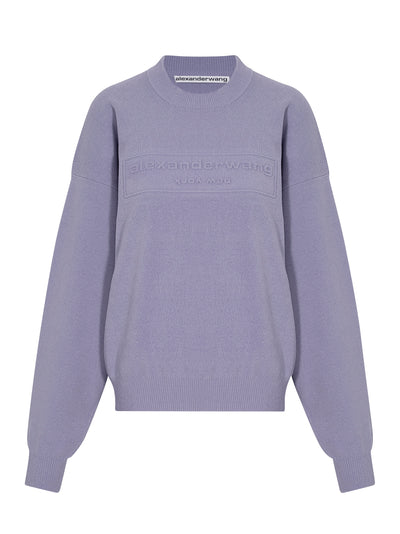 Embossed Logo Ribbed Pullover (Lavender Grey)