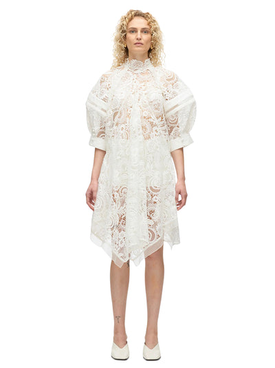 Embroidered Lace Hankerchief Dress (White Multi)