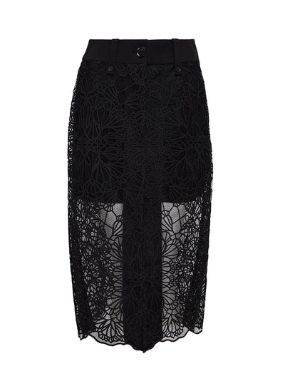 Embroidered Lace Skirt (Black)