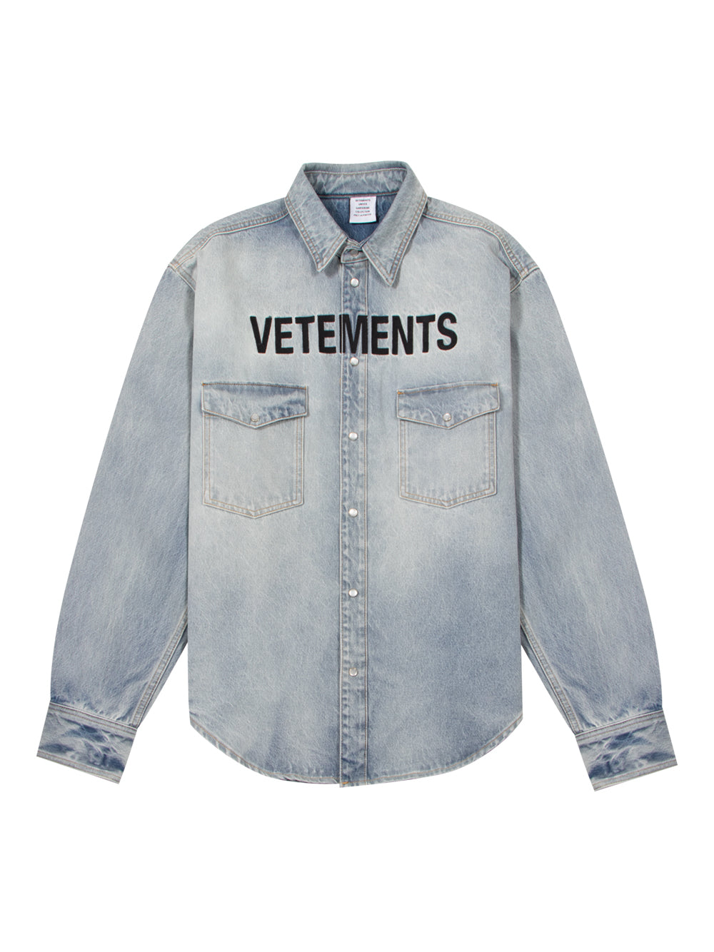 Embroidered Logo Denim Shirt (Light Blue)