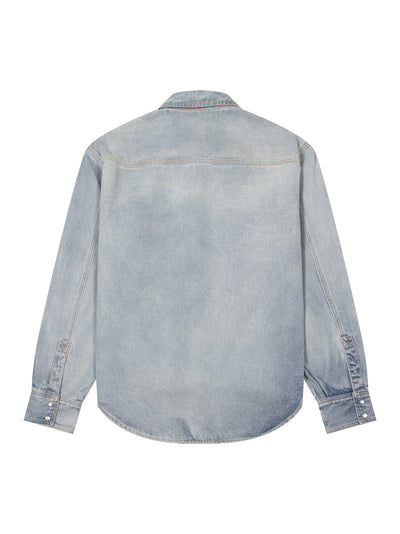 Embroidered Logo Denim Shirt (Light Blue)