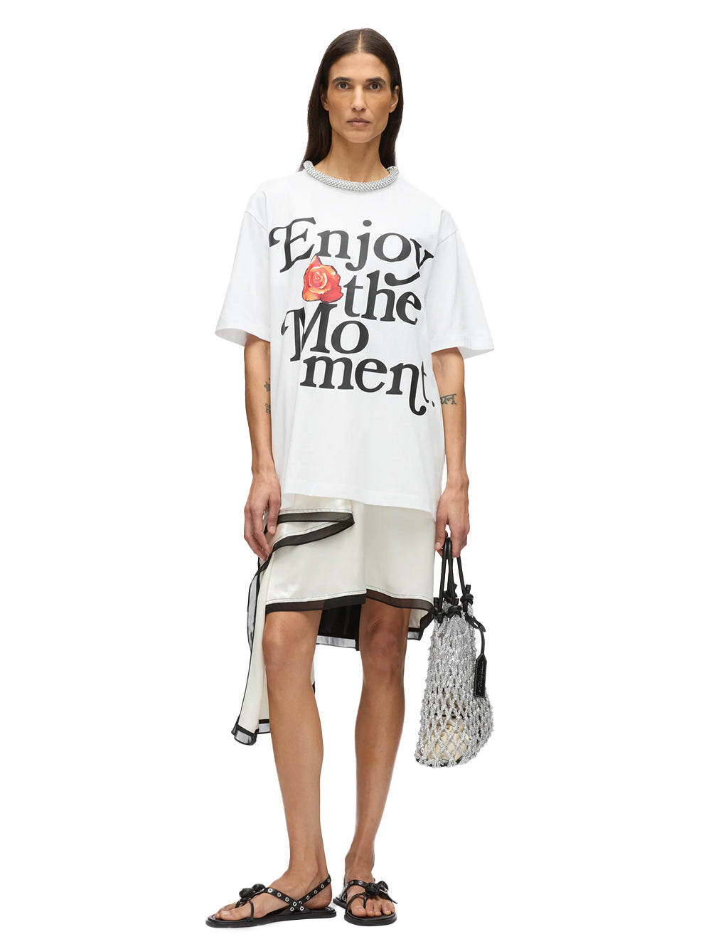Enjoy The Moment Embellished Tee (White Multi)