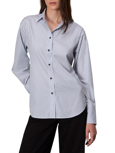 Eve Stripe Poplin Shirt (Blue Stripe)