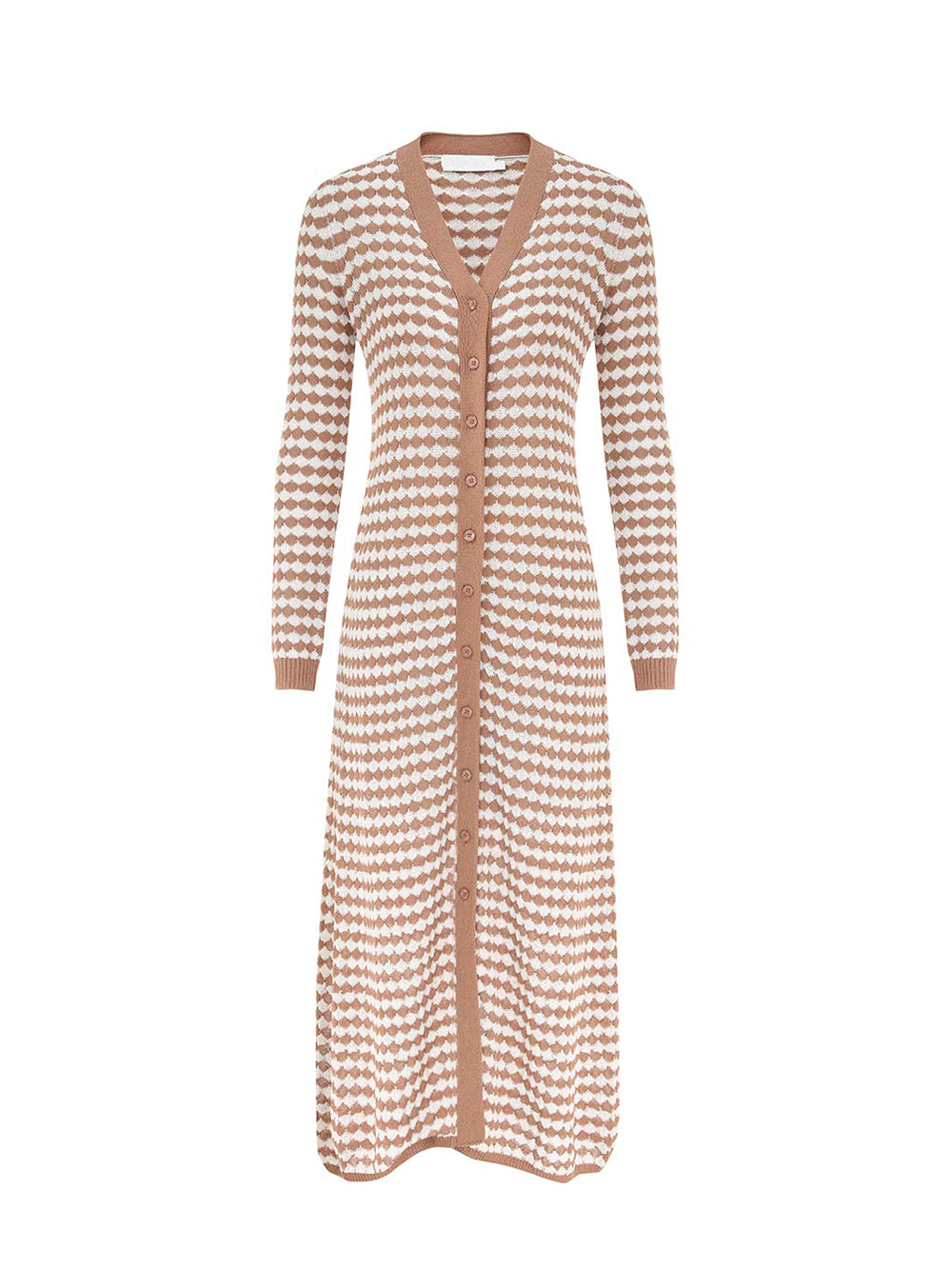 Everley Scallop Knit Midi (Soft Tan/Cream)