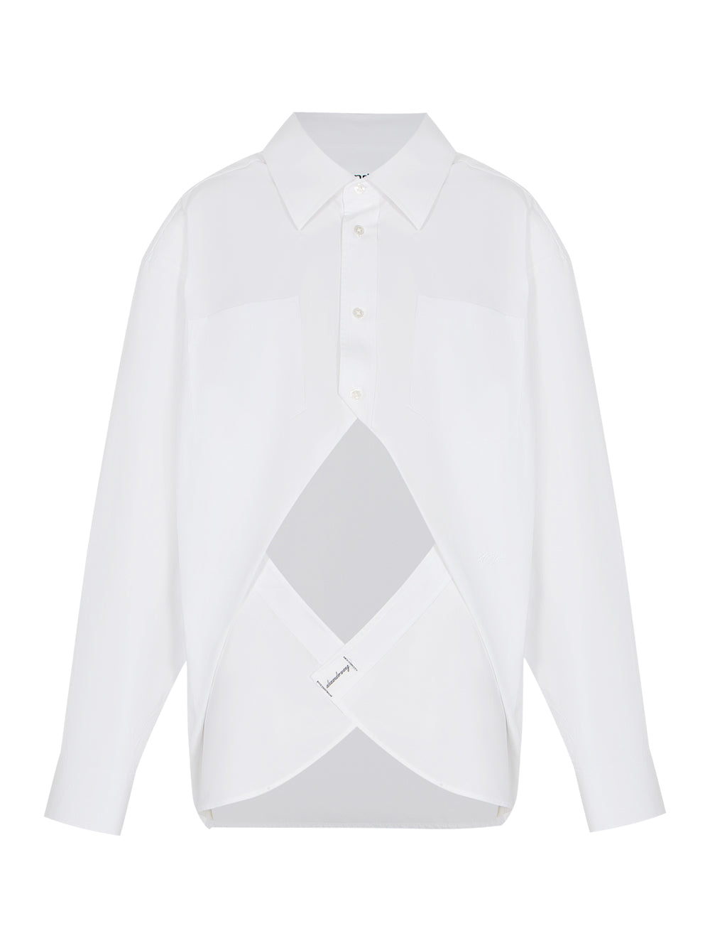 Exaggerated Split Front Shirt (White)