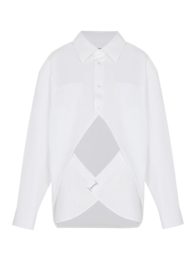 Exaggerated Split Front Shirt (White)