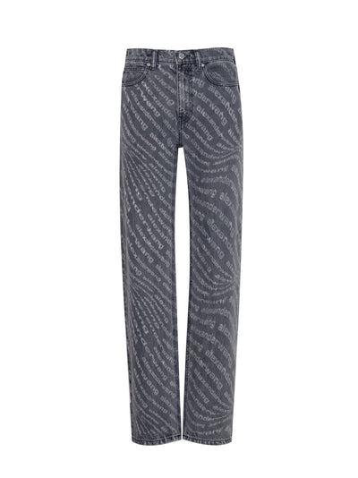 Ez - Mid Rise Relaxed Straight Jean Shredded Wave (Washed Grey)
