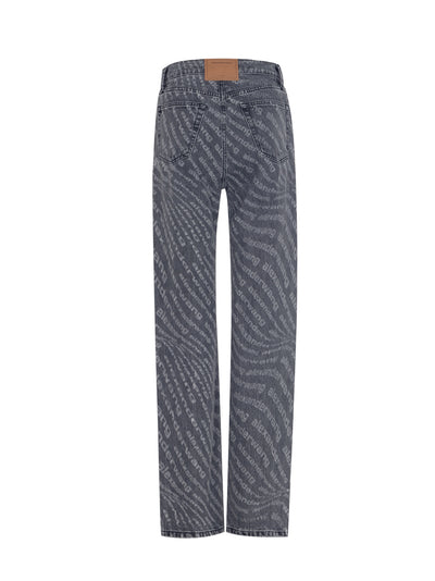Ez - Mid Rise Relaxed Straight Jean Shredded Wave (Washed Grey)