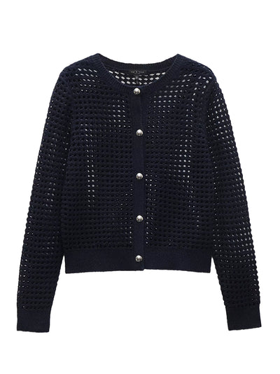 Ezra Open-Knit Cardigan (Indigo)