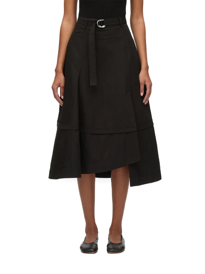 Belted Flare Skirt (Black)