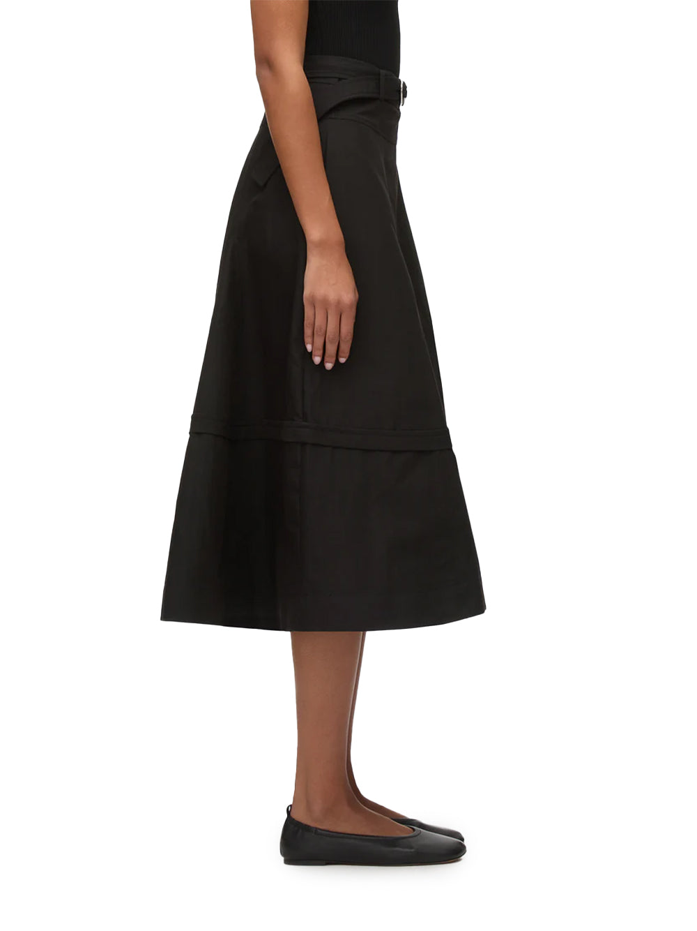 Belted Flare Skirt (Black)