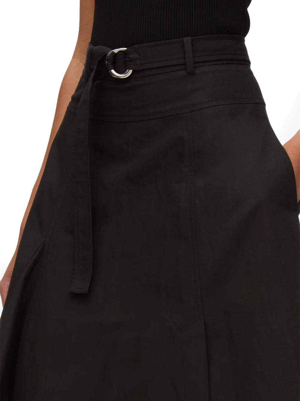 Belted Flare Skirt (Black)