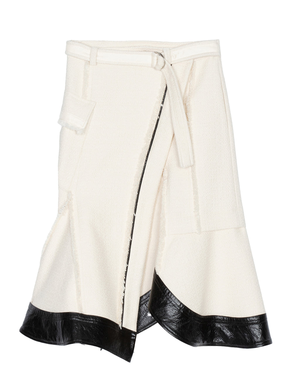 Flounce Hem Skirt (Ivory-Black)