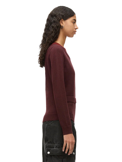 Layered Knit Pullover with Keyhole (Elderberry-Oxblood)