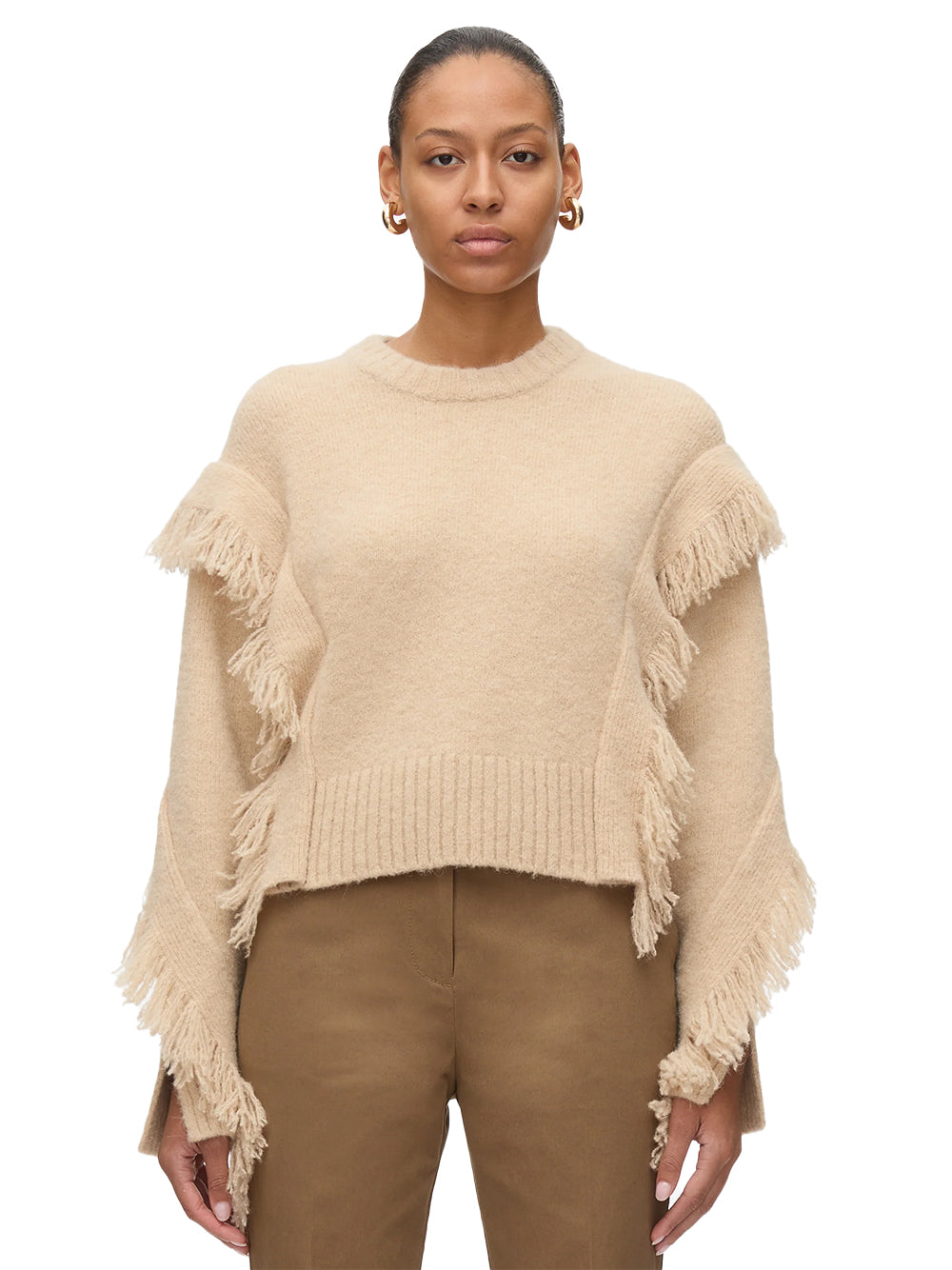 Fringe Crewneck Pullover (Praline)