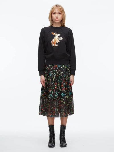 Rabbit Embroidery Sweatshirt Black Multi