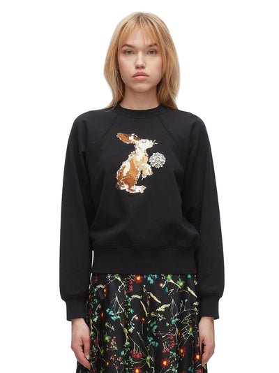 Rabbit Embroidery Sweatshirt Black Multi