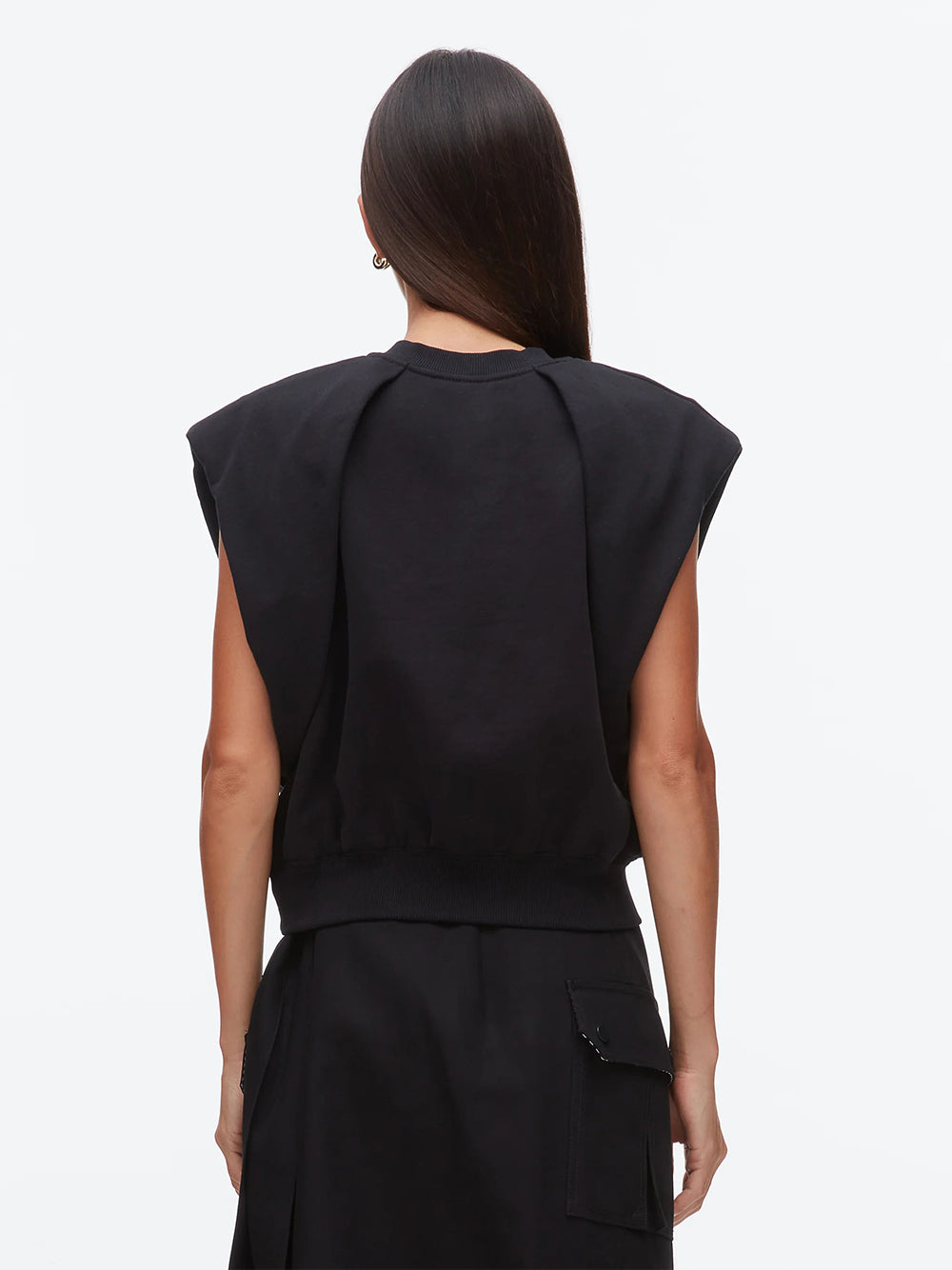 Draped Bow French Terry Top Black
