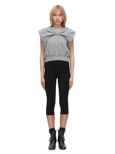 Draped Bow French Terry Top Grey Melange