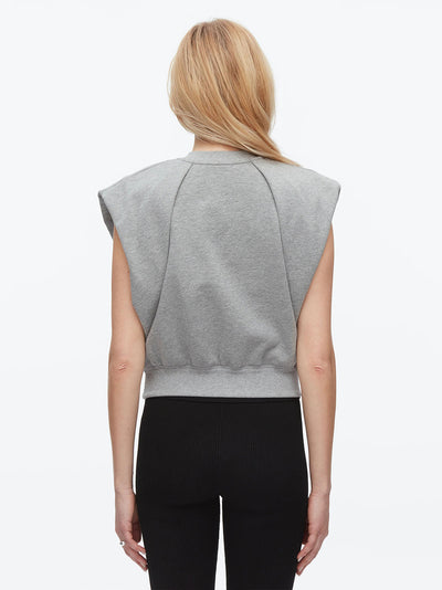Draped Bow French Terry Top Grey Melange