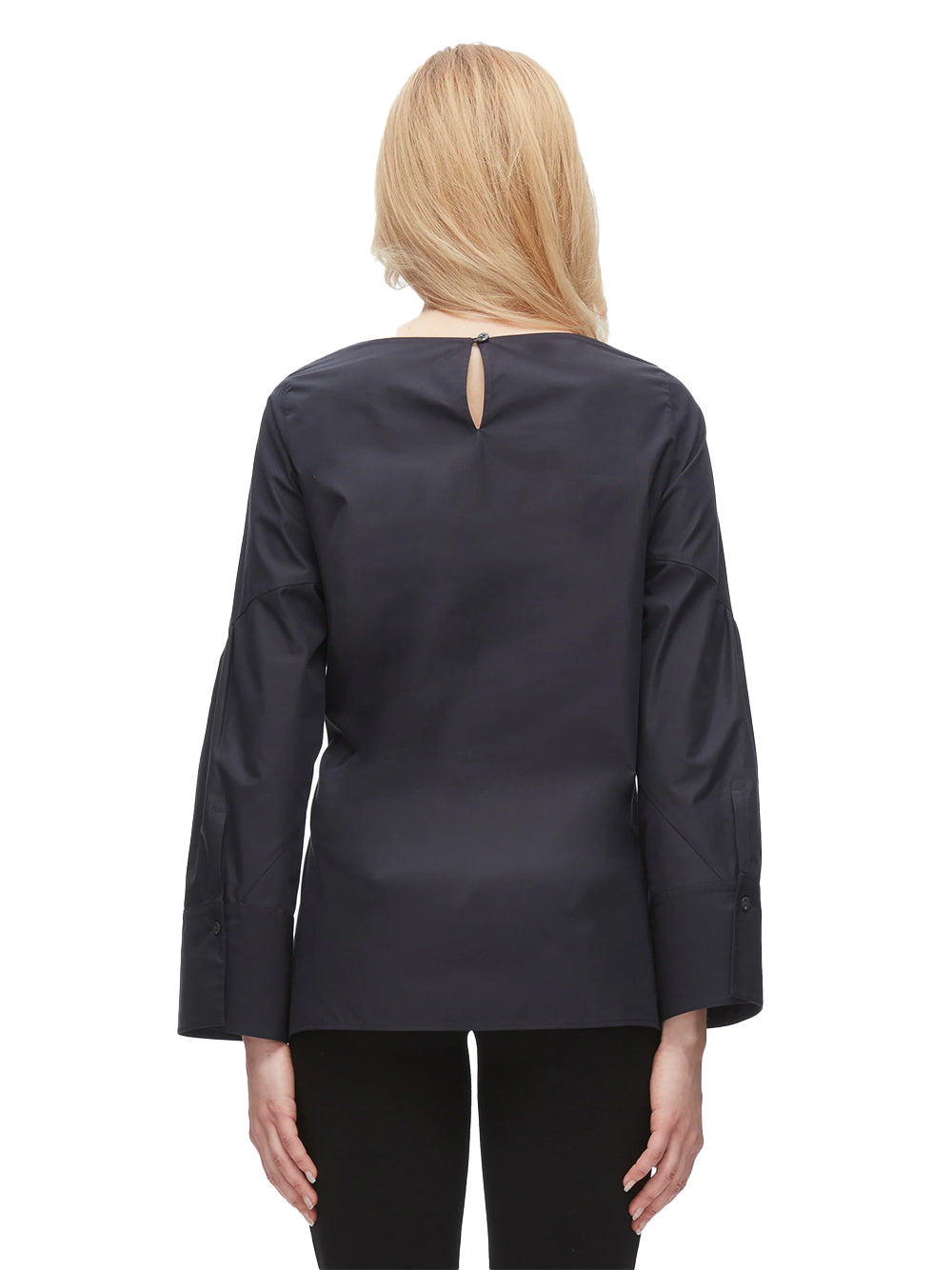 Tie Front Poplin Shirt Midnight