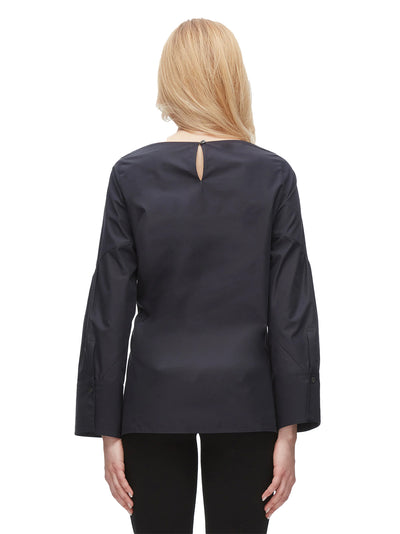 Tie Front Poplin Shirt Midnight