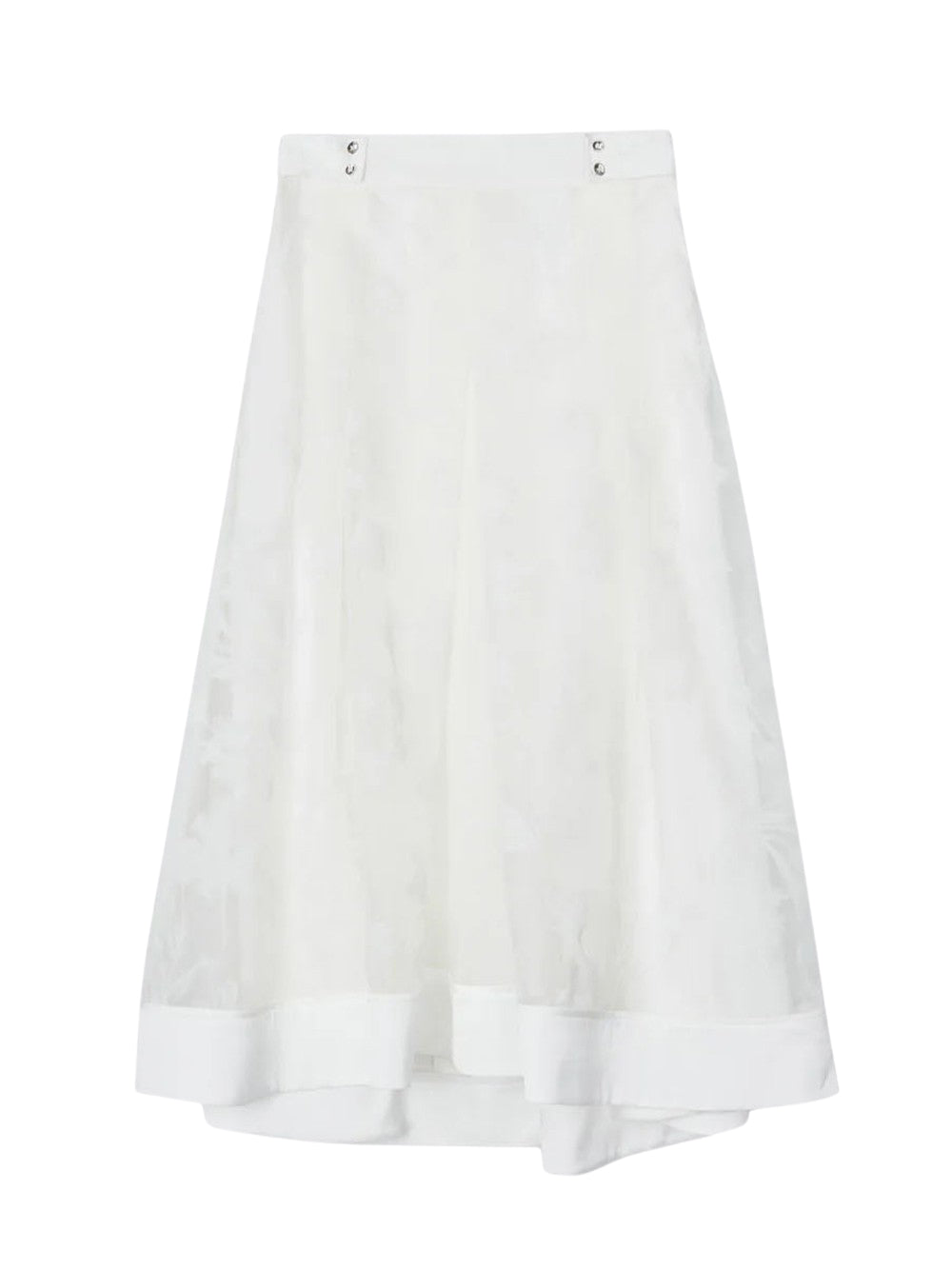 Flocked Organza Midi Skirt White
